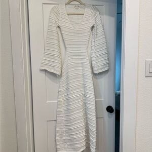 Selfie Leslie White Knitted Dress with Bell Sleeves